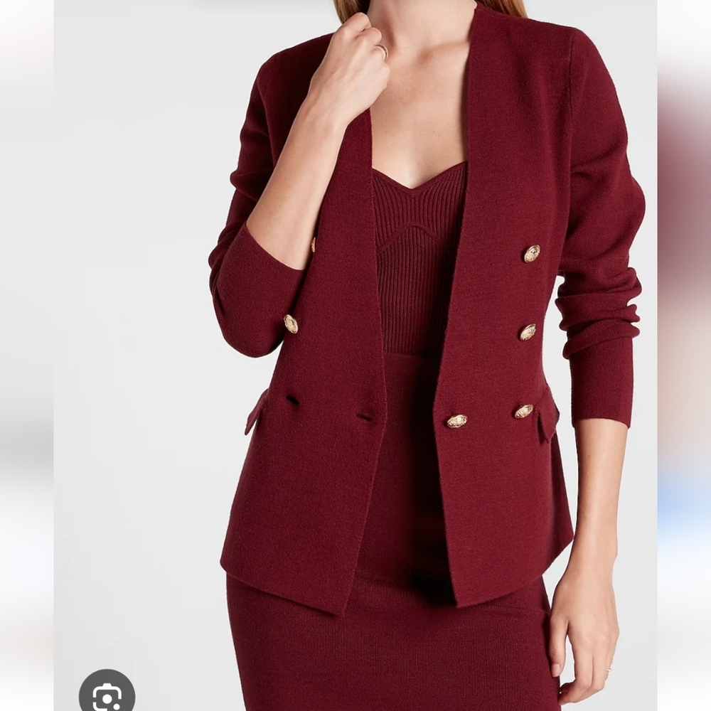 MOVING SALE! Express Burgundy Double-Breasted Sweater Blazer